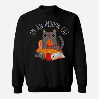 I'm An Indoor Cat Funny Reading Coffee Gaming Cat Person Tee Sweatshirt | Crazezy