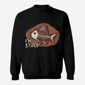 I'm Stuck Funny Fossil Fish Kids Boys Archeology Dinosaur Sweatshirt | Crazezy UK