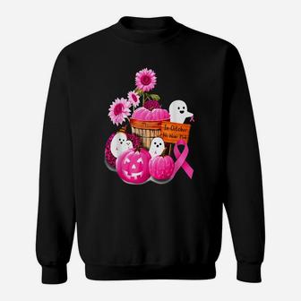 In October We Wear Pink Pumpkin, Ghost And Flower Sweatshirt | Crazezy