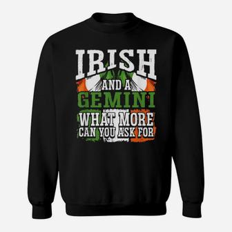 Irish And A Gemini Flag Zodiac Facts Birthday Sweatshirt - Monsterry CA