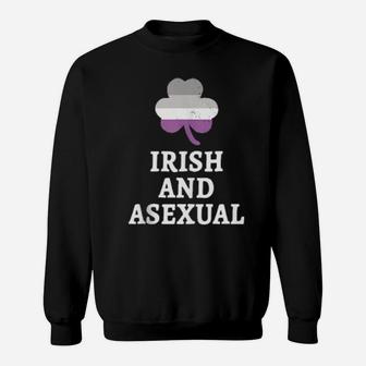 Irish And Asexual St Patrick's Day Lgbtq Pride Flag Shamrock Sweatshirt - Monsterry CA