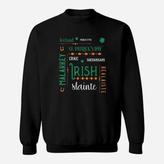 Irish Flag Colors St Patricks Day Shenanigans Typography Sweatshirt - Monsterry