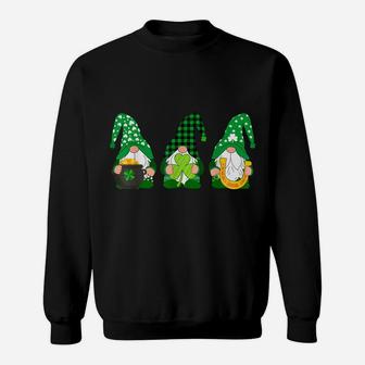 Irish Gnomes Shamrock Clover Green Plaid St Patricks Day Sweatshirt | Crazezy