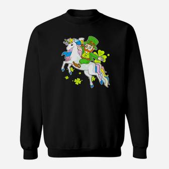 Irish Leprechaun Beard Riding Rainbow Unicorn Sweatshirt - Thegiftio UK