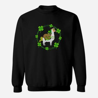 Irish Leprechaun Hat Sloth Riding Llama St Patricks Day Sweatshirt - Monsterry