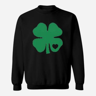 Irish Shamrock Green Clover Heart Sweatshirt | Crazezy UK