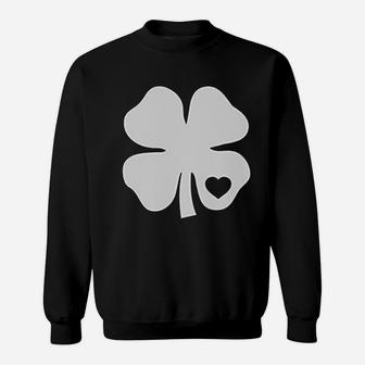 Irish Shamrock White Clover Heart St Patrick's Day Sweatshirt - Thegiftio UK