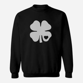 Irish Shamrock White Clover Heart St Patricks Day Women Sweatshirt | Crazezy UK