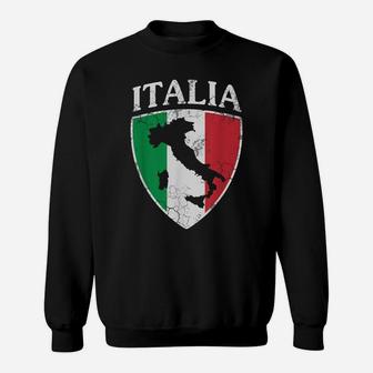 Italia Crest Map Italy Italian Flag Retro Distressed Sweatshirt | Crazezy