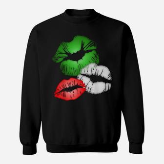 Italian Flag Colors Kissing Lips Sweatshirt | Crazezy UK