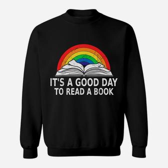 It's A Good Day To Read A Book Reading Lovers Retro Rainbow Sweatshirt | Crazezy