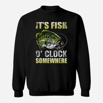 It's Fish O'clock Somewhere Funny Fishing Vintage Sweatshirt | Crazezy CA