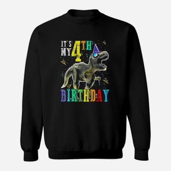 Its My 4Th Birthday Happy 4 Year Dinosaur Sweatshirt | Crazezy DE