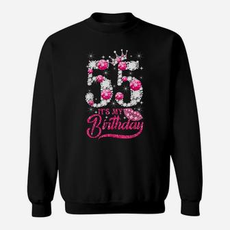 It's My 55Th Birthday Queen 55 Years Old Shoes Crown Diamond Sweatshirt | Crazezy AU