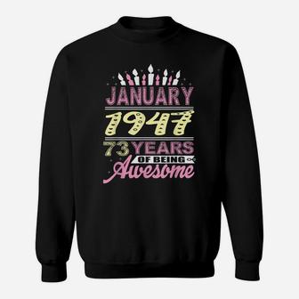 January 1947 73 Years 73Rd Birthday Gifts Birthday Candle Sweatshirt | Crazezy