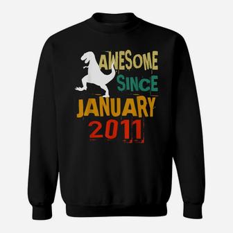 January 2011 Dinosaur 10Th Birthday 10 Year Old Gift Boy Sweatshirt | Crazezy UK