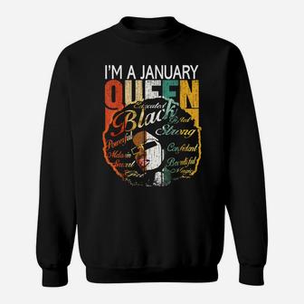 January Birthday Shirts Gift For Women - Black African Queen Sweatshirt | Crazezy DE