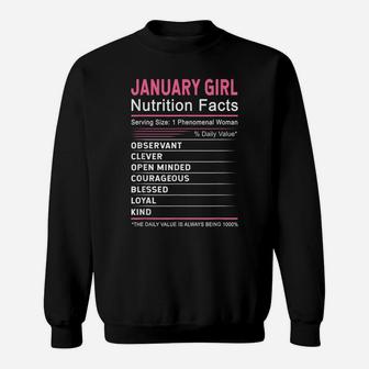 January Girl Nutrition Fact January Capricorn Birthday Gift Sweatshirt | Crazezy AU