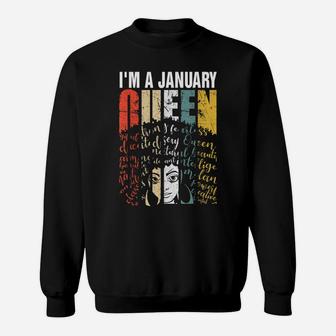 January Queen Black American Melanin January Birthday Gift Sweatshirt | Crazezy