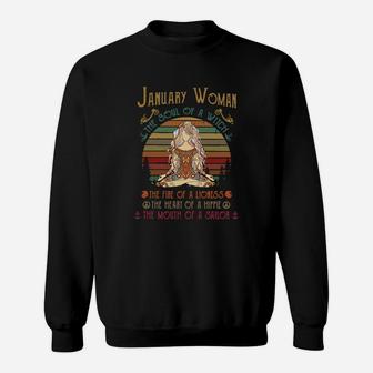 January Woman The Soul Of A Witch The Fire Of A Lioness The Heart Of A Hippie Sweatshirt - Thegiftio UK