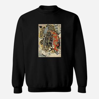 Japanese Samurai General Fighting Tiger Artwork Sweatshirt - Thegiftio UK