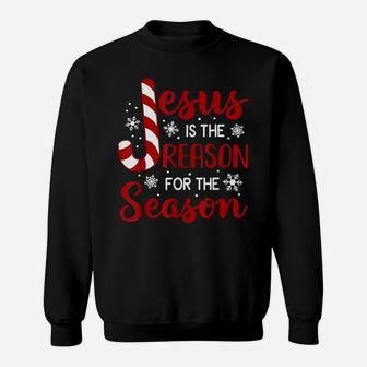Jesus Is The Reason For The Season Christian Candy Cane Xmas Sweatshirt | Crazezy DE