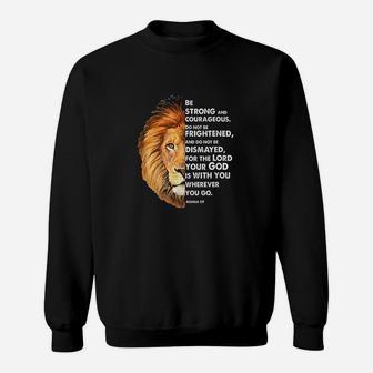 Joshua Be Strong And Courageous Lion Sweatshirt - Thegiftio UK