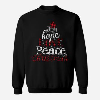 Joy Love Hope Peace Christmas Cute Buffalo Plaid Christmas Sweatshirt | Crazezy