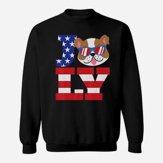 July Bulldog 4Th Of July Usa American Flag Dog Mom Gift Sweatshirt - Monsterry