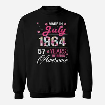 July Girls 1964 Birthday Gift 57 Years Old Made In 1964 Sweatshirt | Crazezy