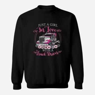 Just A Girl In Love With A Truck Driver Valentine Sweatshirt | Crazezy CA