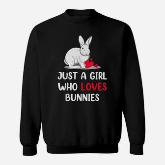 Just A Girl Who Love Bunnies Cute Easter Day Girls Sweatshirt | Crazezy UK