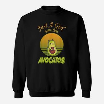 Just A Girl Who Loves Avocado & Cats Funny Avocatos Gift Sweatshirt | Crazezy DE