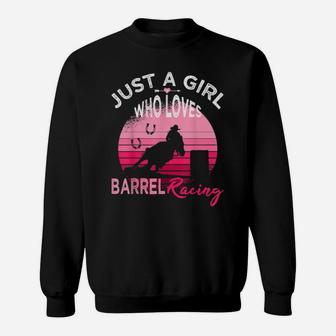 Just A Girl Who Loves Barrel Racing Horse Rodeo Cowgirl Pink Sweatshirt - Monsterry
