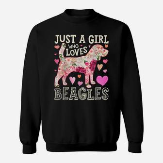 Just A Girl Who Loves Beagles Dog Silhouette Flower Gifts Sweatshirt | Crazezy AU