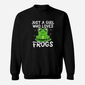 Just A Girl Who Loves Frogs Cute Green Frog Costume Sweatshirt | Crazezy