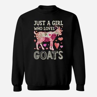 Just A Girl Who Loves Goats Funny Goat Silhouette Flower Sweatshirt | Crazezy DE