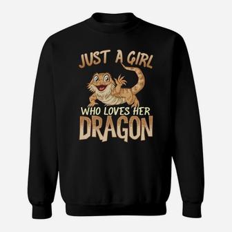 Just A Girl Who Loves Her Dragon | Bearded Dragons Girls Sweatshirt | Crazezy CA