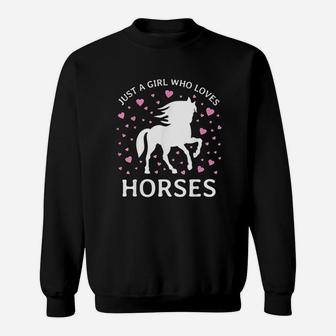Just A Girl Who Loves Horses Cowgirl Horse Girl Riding Gift Sweatshirt | Crazezy AU