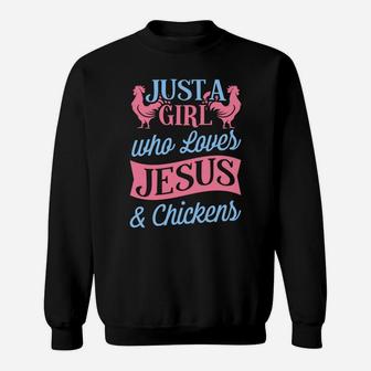 Just A Girl Who Loves Jesus And Chickens Christmas Gift Sweatshirt | Crazezy AU