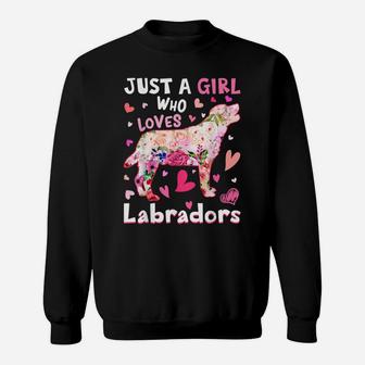 Just A Girl Who Loves Labradors Dog Funny Flower Dog Lover Sweatshirt | Crazezy