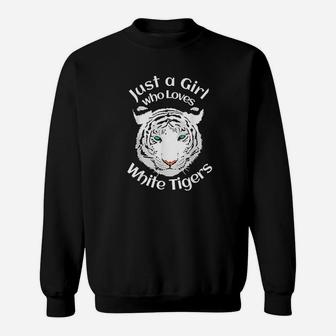 Just A Girl Who Loves Tigers White Tigers Sweatshirt | Crazezy UK