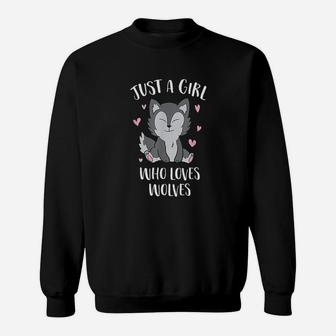 Just A Girl Who Loves Wolves Cute Wolf Sweatshirt - Thegiftio UK
