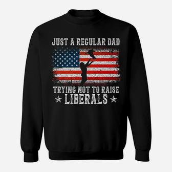 Just A Regular Dad Trying Not To Raise Liberals Funny Dad Sweatshirt | Crazezy CA