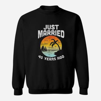 Just Married 40 Years Ago Anniversary Cruise Couple Gift Sweatshirt - Thegiftio UK