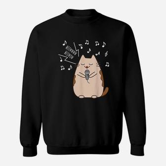 Karaoke Kawaii Kitty Cute Singing Kawaii Cat And Microphone Sweatshirt | Crazezy DE