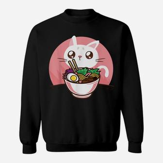 Kawaii Anime Cat Japanese Ramen Noodles Shirt Gift For Women Sweatshirt | Crazezy