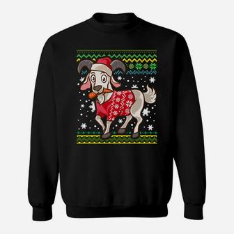 Kawaii Goat Wearing Ugly Christmas Sweater Sweatshirt | Crazezy CA