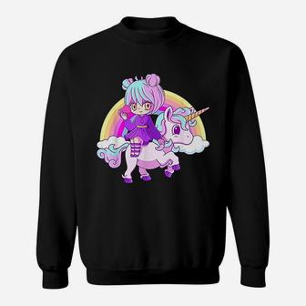 Kawaii Unicorn And Girl Sweatshirt - Thegiftio UK