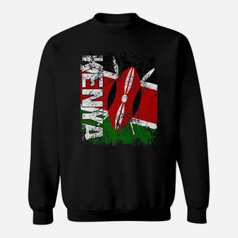 Kenya Flag Vintage Distressed Kenya Sweatshirt | Crazezy